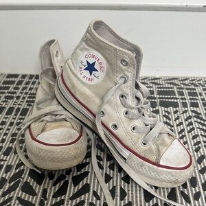 Converse Kids High Top Sneakers in Off-White with Red Trim